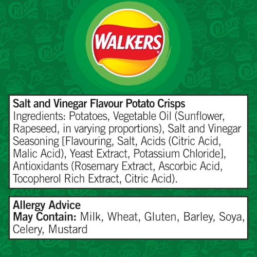 Walkers Salt &amp; Vinegar Chips 150g Beutel zum Teilen 6