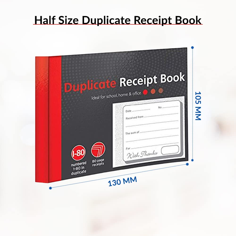 1ABOVE Duplicate Receipt Book - 80 Numbered Duplicate Pages | Half Size (5"x4") | 3 Pack 3