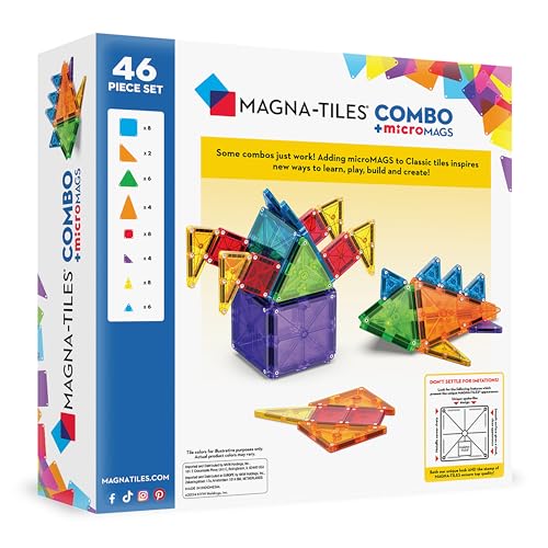 Magna-Tiles MicroMAGS 46-Piece Combi Set - Building Toy for Ages 3+ 6