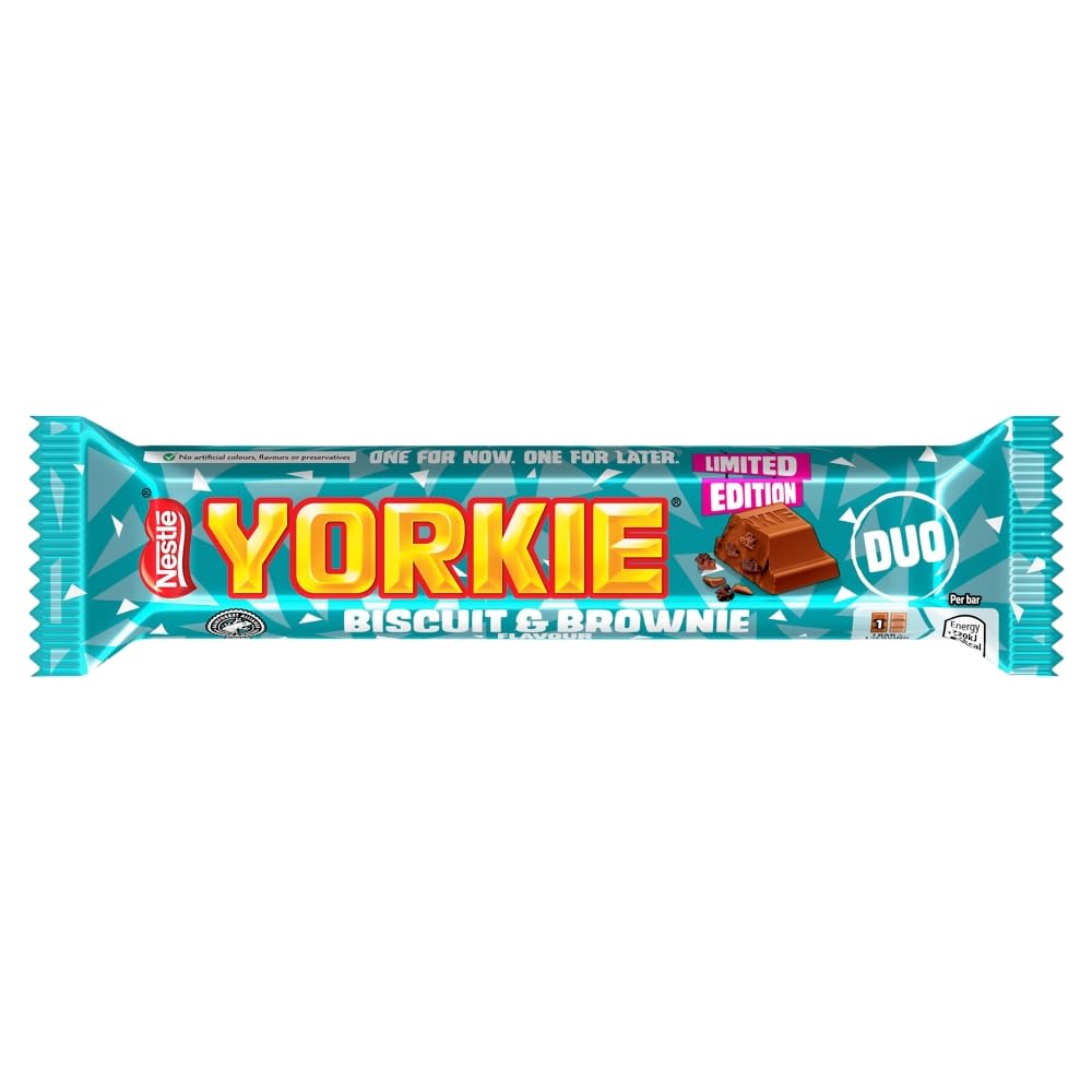 Yorkie Duo Brownie 66g - Milk Chocolate with Chunky Brownie Flavour and Biscuit Pieces