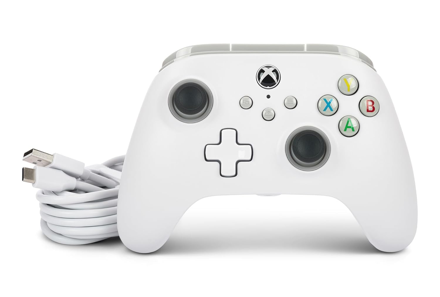 PowerA Wired Controller for Xbox Series X|S, Xbox One, PC - Officially Licensed, Dual Rumble, 10ft Cable, 3.5mm Headset Jack - White