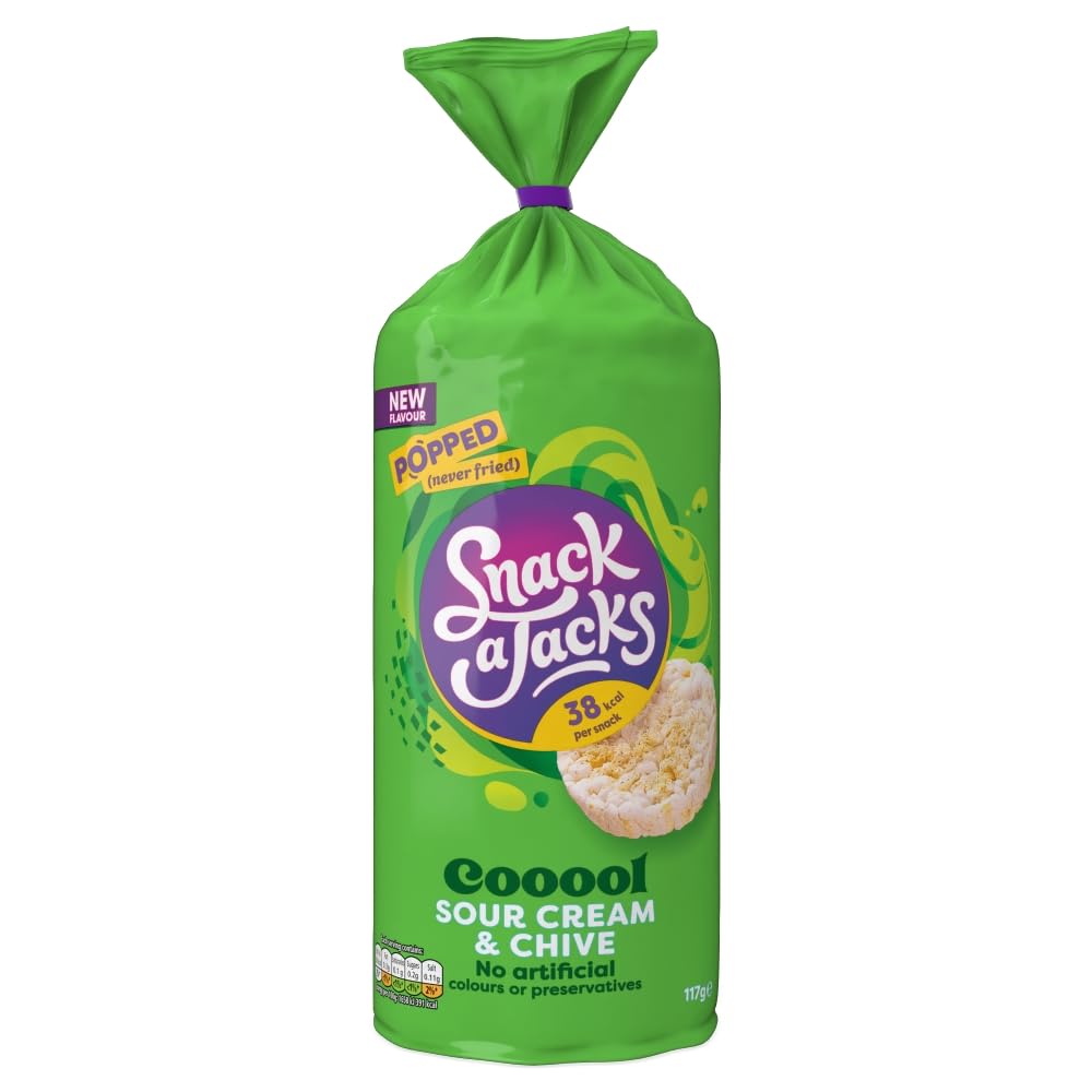 Snack a Jacks Jumbo Sour Cream & Chive Rice Cake Crisps - Popped Wholegrain Snack | 117g 1