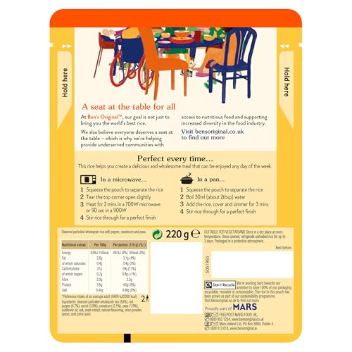 Ben's Original Wholegrain Brown Golden Vegetables Microwave Rice, 6 x 220g Pouches 7