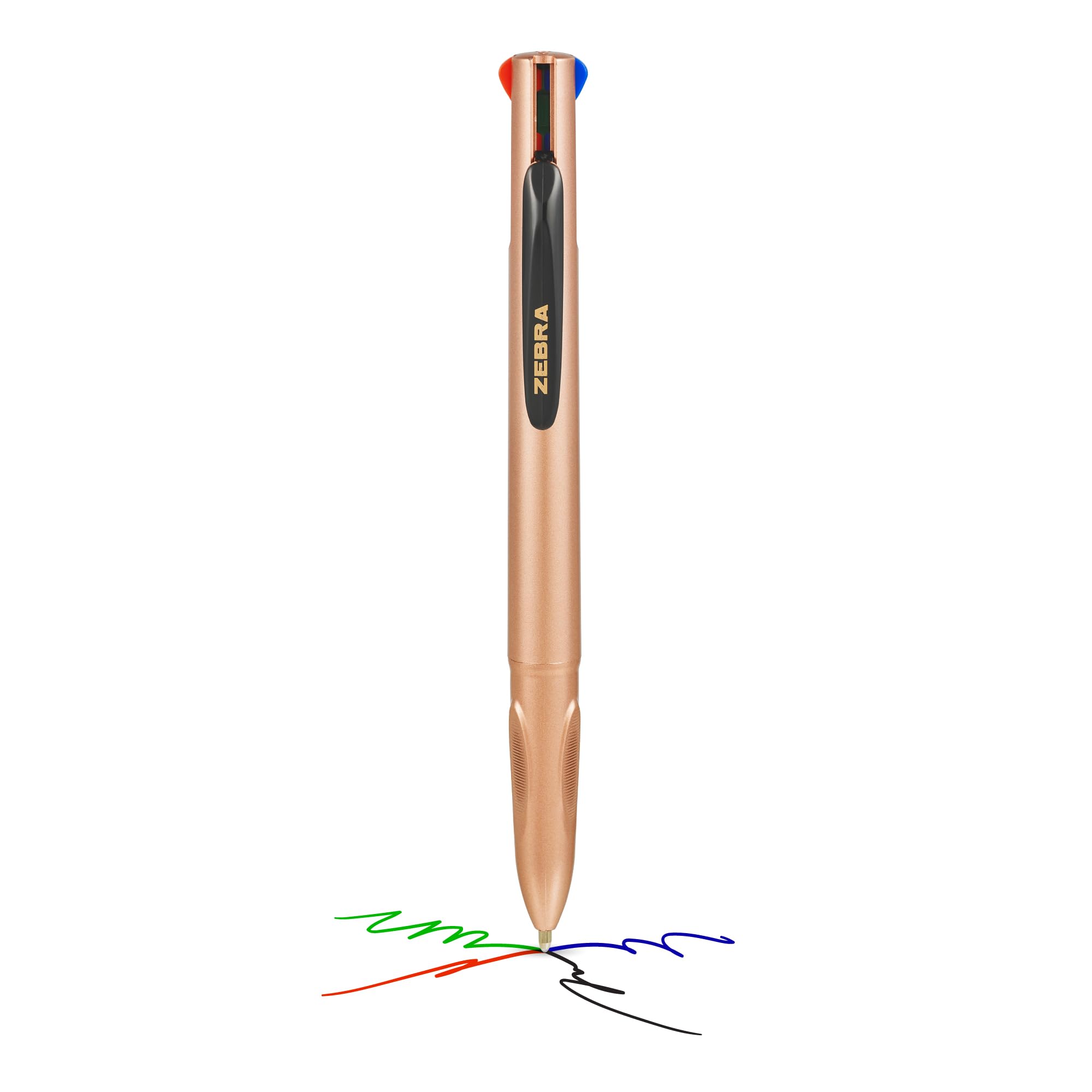 Zebra Pen Z-GRIP 4 Colour Retractable Ballpoint Pens - Rose Gold Barrel | 2 Pack 2