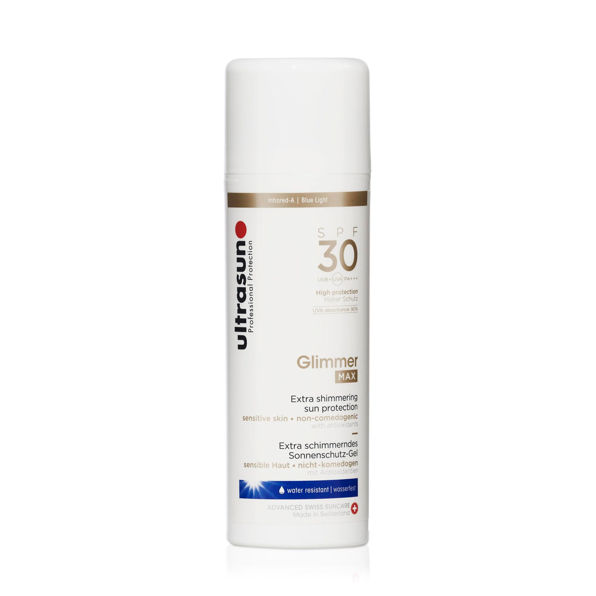 Ultrasun Glimmer SPF30 Sunscreen - Broad Spectrum Protection | 150ml | For Sensitive Skin