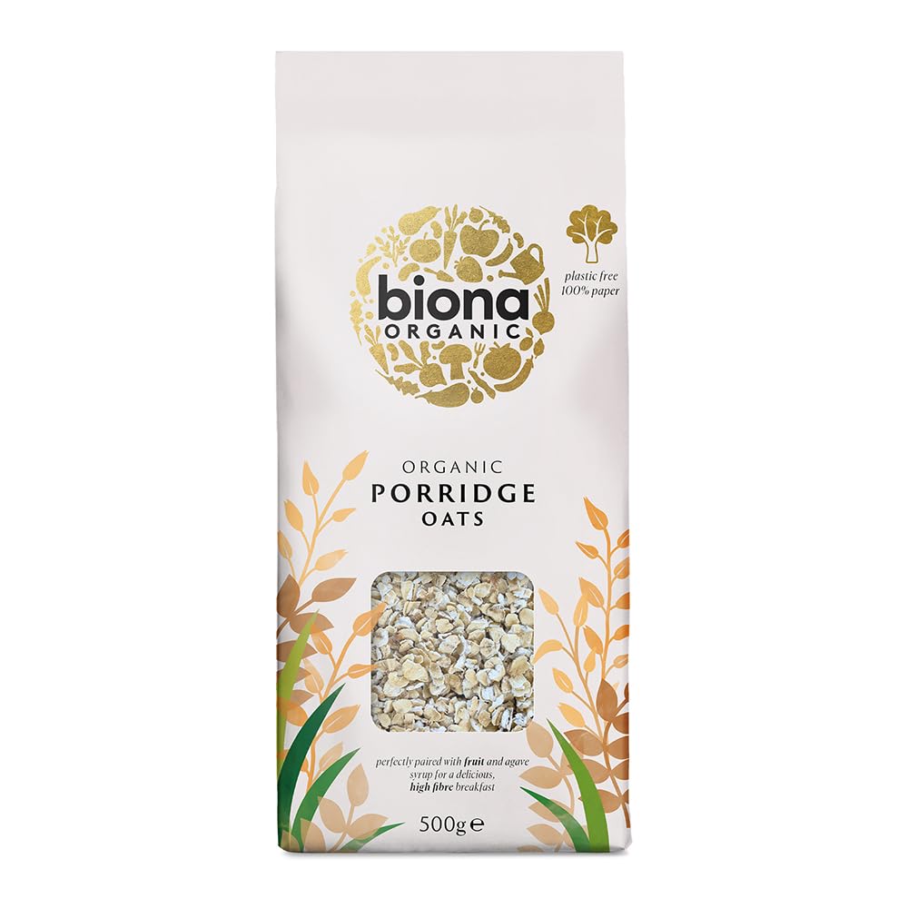 Biona Organic Porridge Oats, 500 g - Organically Grown Breakfast Oats - High in Fibre
