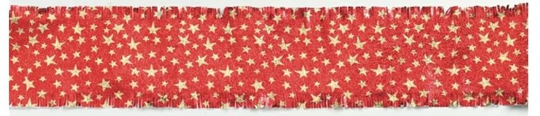 Traditional Christmas Cake Frill Decoration - Red Star Foil Design, 90cm Length