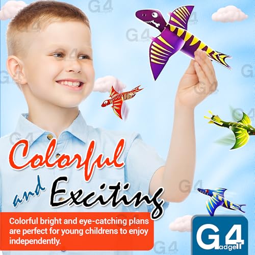 G4GADGET Dinosaurier-Gleitflugzeuge – 12er-Pack, leichte Schaumstoffgleiter für Kinder ab 3 Jahren 4