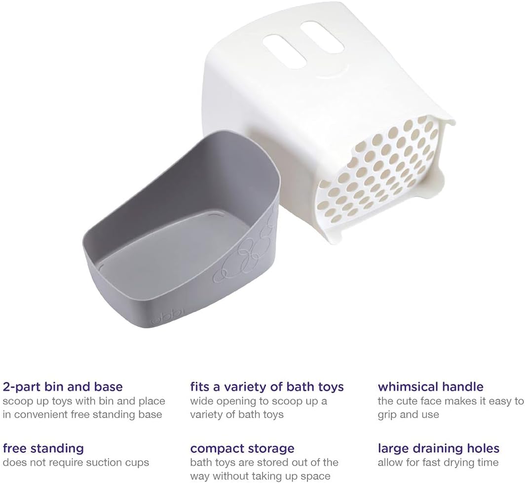 Ubbi Freestanding Bath Toy Organizer - Bath Caddy with Removable Drying Rack & Scoop, Grey 7