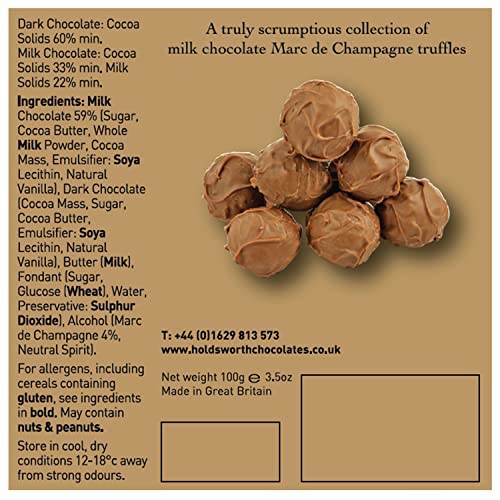 Holdsworth Chocolates Classics - Marc de Champagne Handmade Milk Chocolate Truffles 100g 4