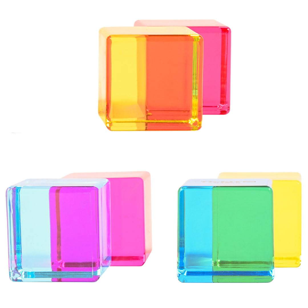 tickit Gem Cubes - Rainbow Acrylic Building and Stacking Toy | Set of 10 | Ages 3+ 5
