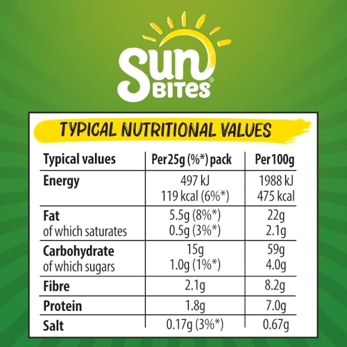 Sunbites Sour Cream & Cracked Black Pepper Wholegrain Snacks, 6x25g Multipack 6