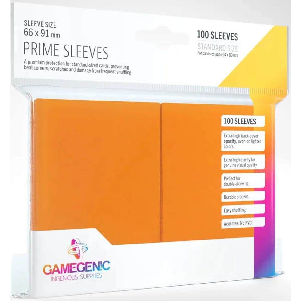 Gamegenic Prime Sleeves (100-Pack) - Orange, Ideal for Double-Sleeving