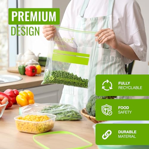 EcoBag 30 Pack Reusable Freezer/Sandwich Bags - 4.5L, 35 Microns, Clear 7