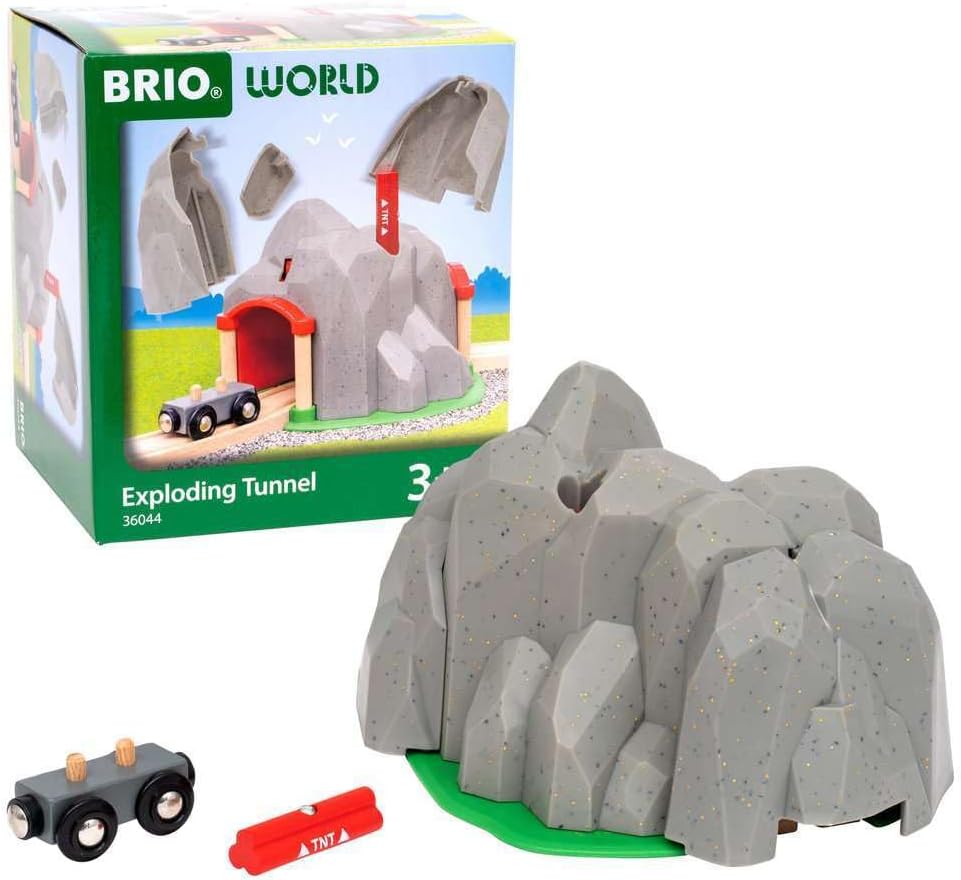BRIO World Exploding Train Track Tunnel - Interactive Wooden Railway Playset for Kids 3+ 6