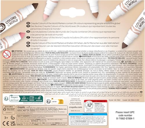Crayola Colours of the World Washable Markers - 24 Skin Tone Shades for Kids 3+ 7
