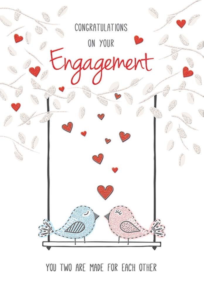 Piccadilly Greetings Modern Engagement Card - 7 x 5 Inches | White, Red, Pink, Blue 1