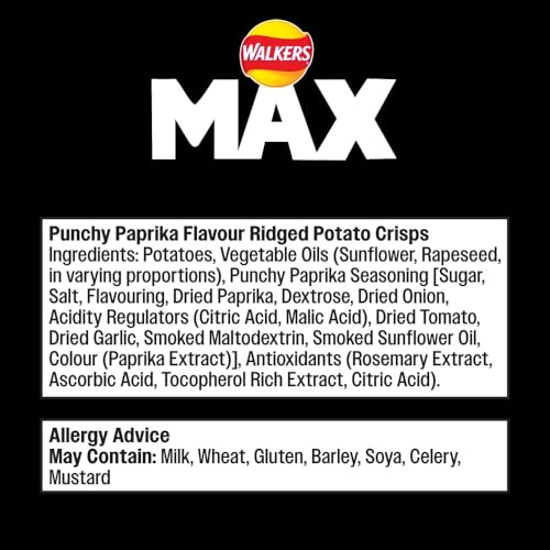 Walkers Max Punchy Paprika Crisps 50g (Pack of 24) 8