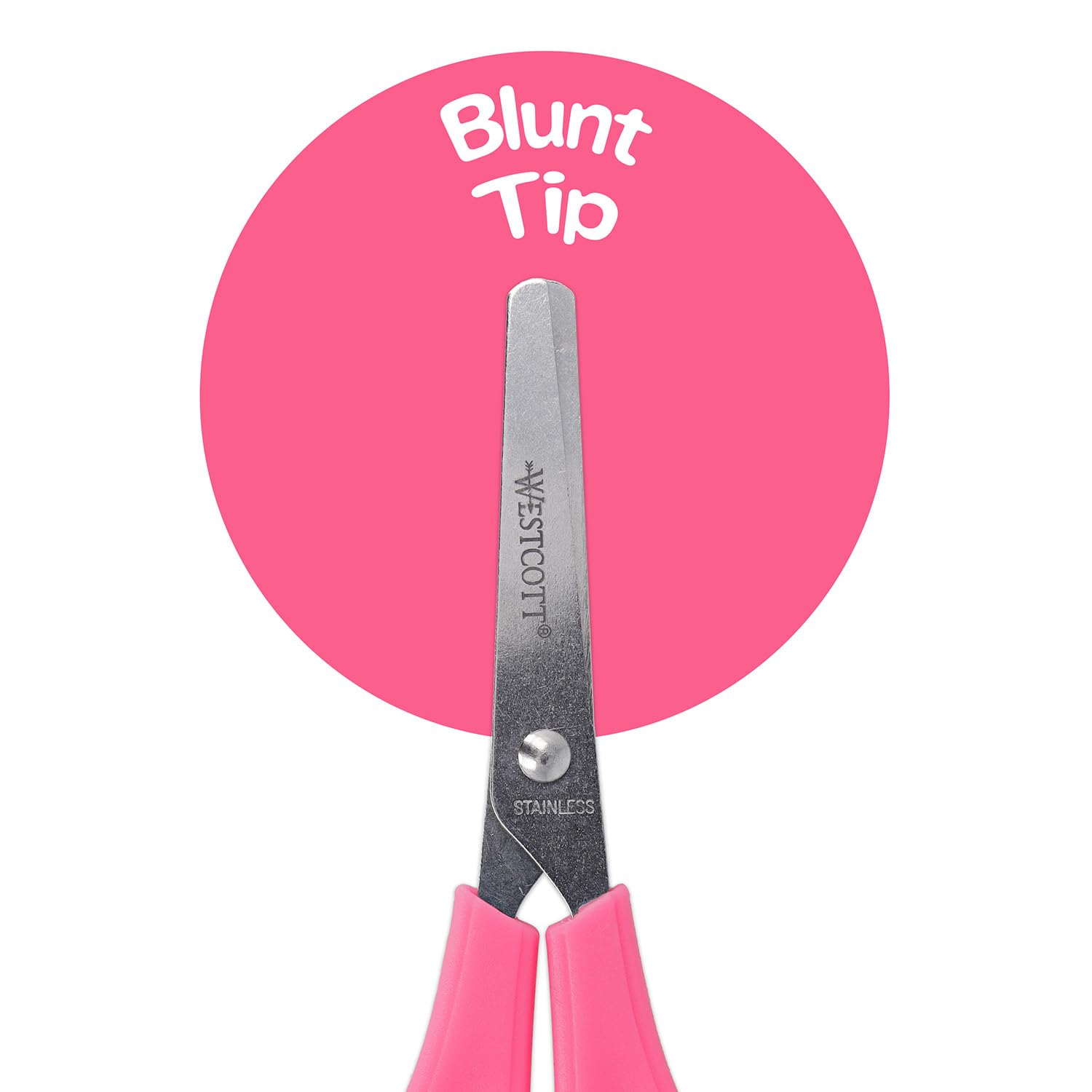 Westcott Kids Scissors - Stainless Steel Blades with 5 cm Scale, Blunt Tip, 5"/13 cm, Pink 5
