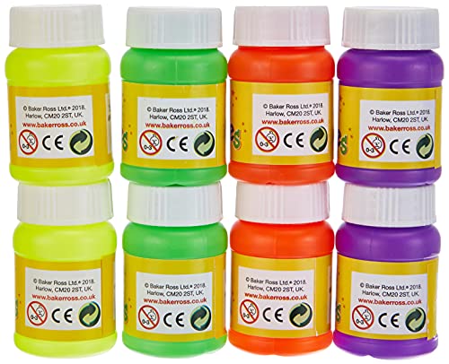 Baker Ross AR482 Mini Blow Bubbles - Party Bag Filler & Kids Outdoor Toy (Pack of 8)