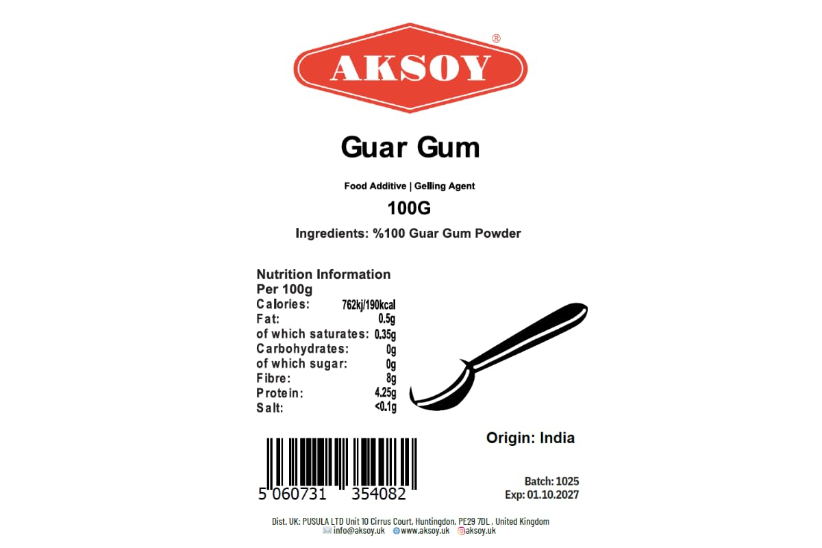 AKSOY Guar Gum Powder - Natural Thickener & Stabiliser | 100g Fine Powder | Vegan