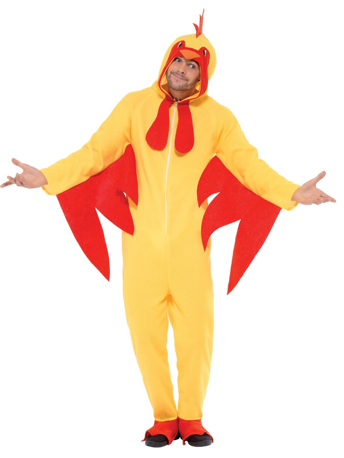 Smiffys Chicken Costume - Adult Unisex Fancy Dress Jumpsuit with Beak and Comb, Size M