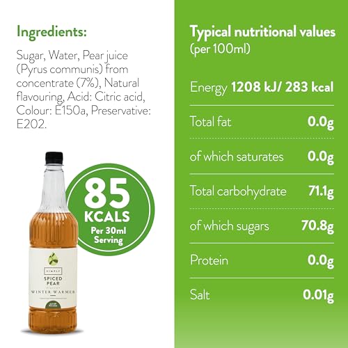 Simply - Spiced Pear Winter Warmer Syrup, Vegan & Nut Free Flavoured Beverage Syrup 5