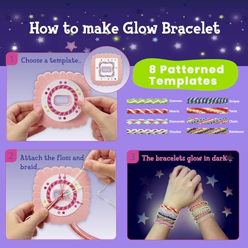 4M Friendship Bracelet Making Kit - Glow in the Dark Craft for Kids 5+ 10