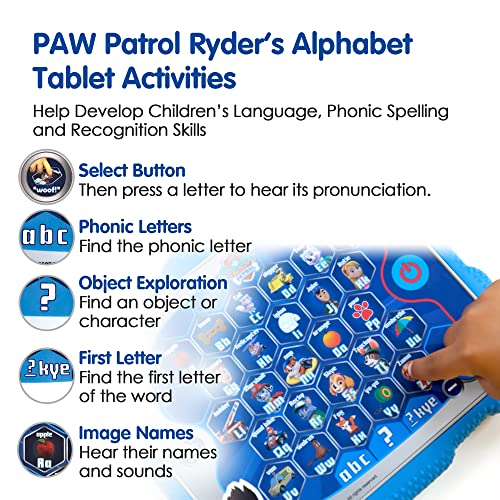PAW Patrol Ryder's Alphabet Tablet Toy - Interactive Educational Learning for Kids 3-5 Years 9