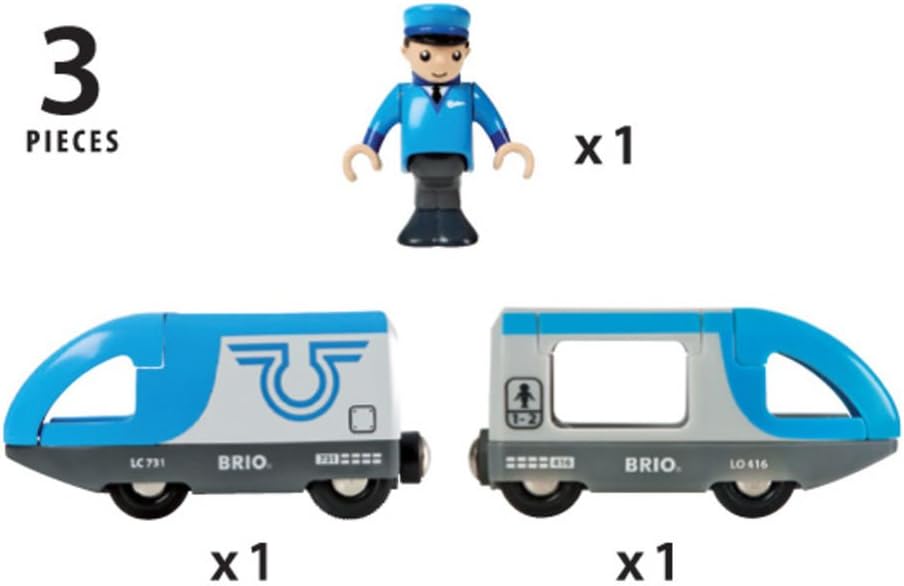 BRIO World Travel Battery Train - Battery-Powered Wooden Train Set for Kids 3+ 7