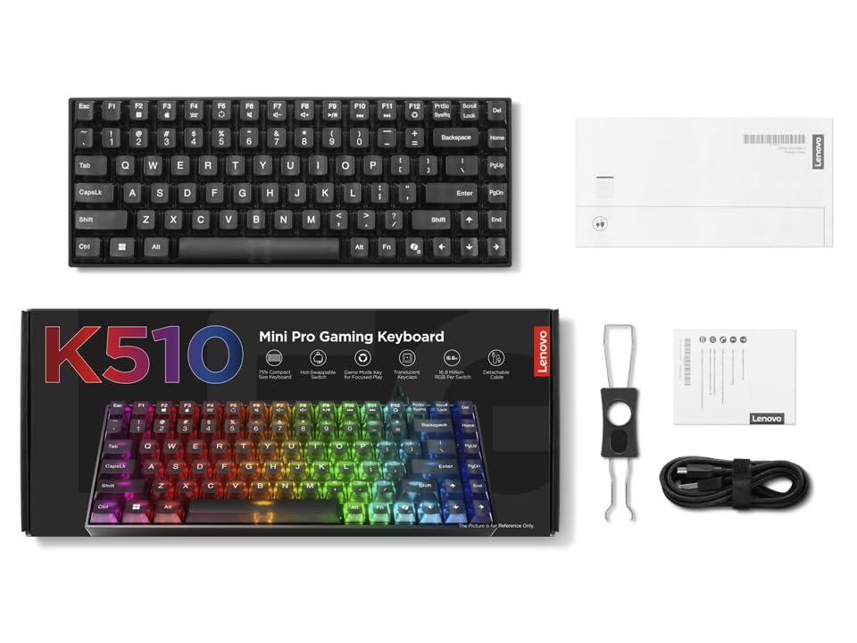 Lenovo Legion K510 Mini Pro Mechanical Gaming Keyboard – 75% Layout, Brown Tactile Switch, UK 84-Key 13