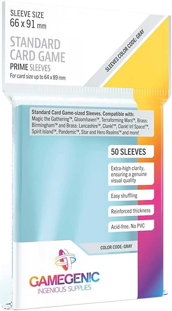 Gamegenic Prime Standard Card Game Sleeves 66 x 91 mm Gray (50 Pack)