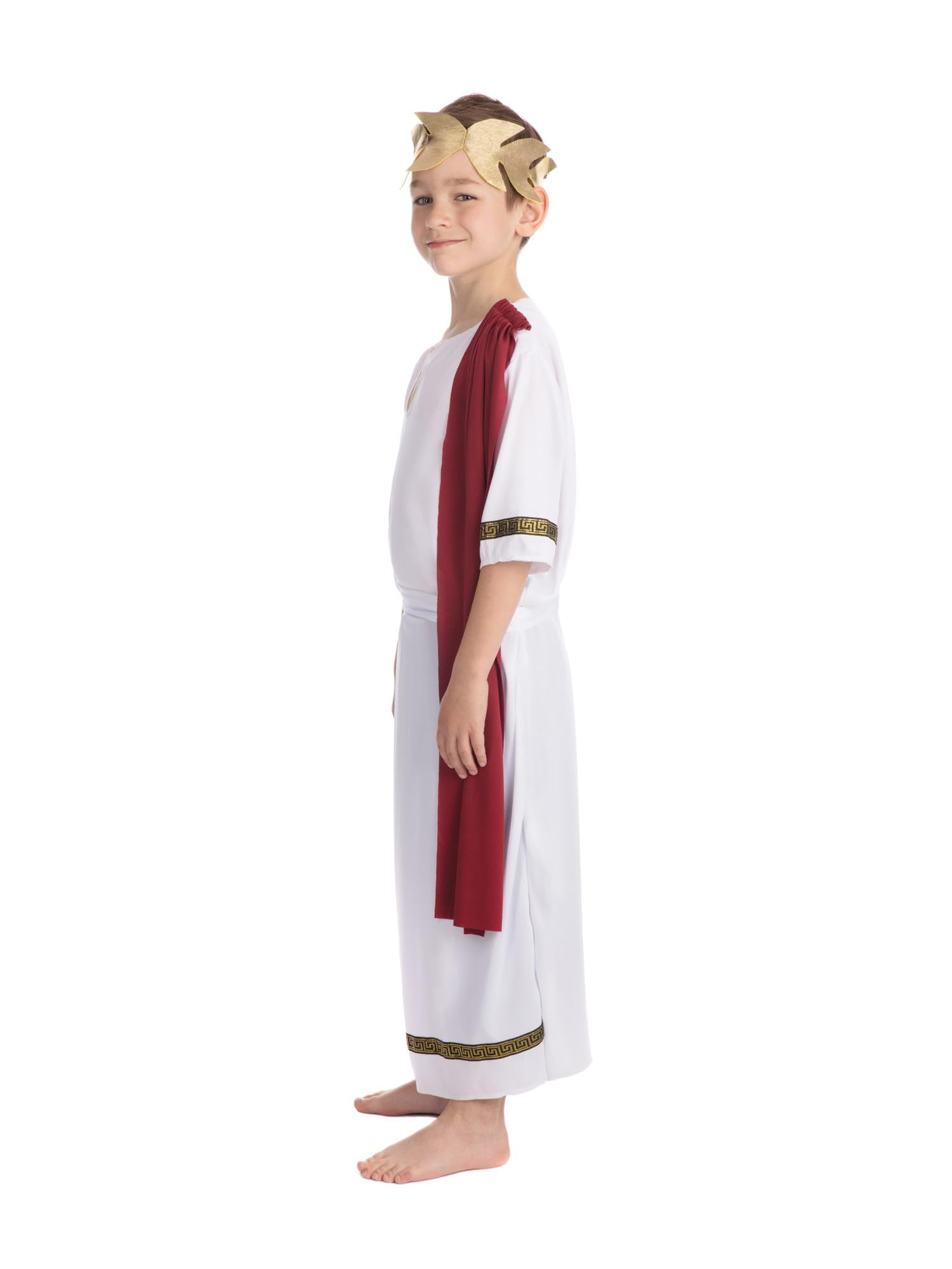 Bristol Novelty Roman Toga Costume - White and Red for Kids Ages 4-14 9