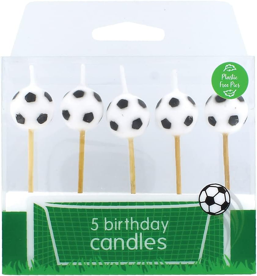 Baked with Love - Football Cake Candles Cupcake Decorations Pack of 5