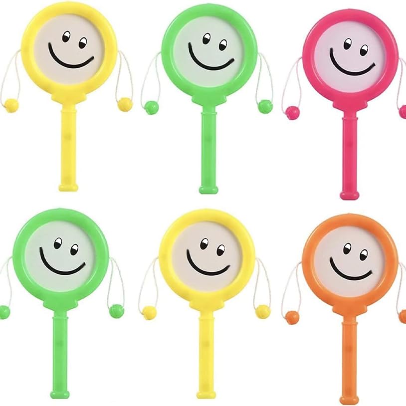 24 Pack Mini Smile Face Hand Drum Toy Set - Assorted Colors Musical Percussion for Kids 6 Months & Up