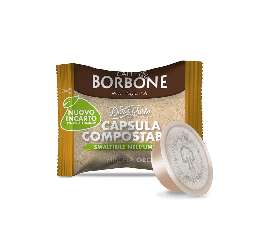 Caffè Borbone Don Carlo Gold Kaffeemischung – 50 kompostierbare Kapseln für Lavazza A Modo Mio Maschinen