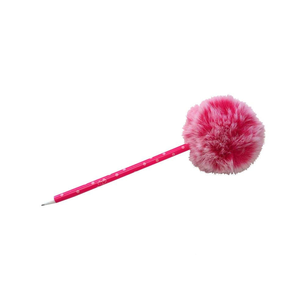 Tinc Fluffy Pom Pom Ballpoint Pen - Pink Ink, 0.5mm Line Size, Erasable | Pack of 1