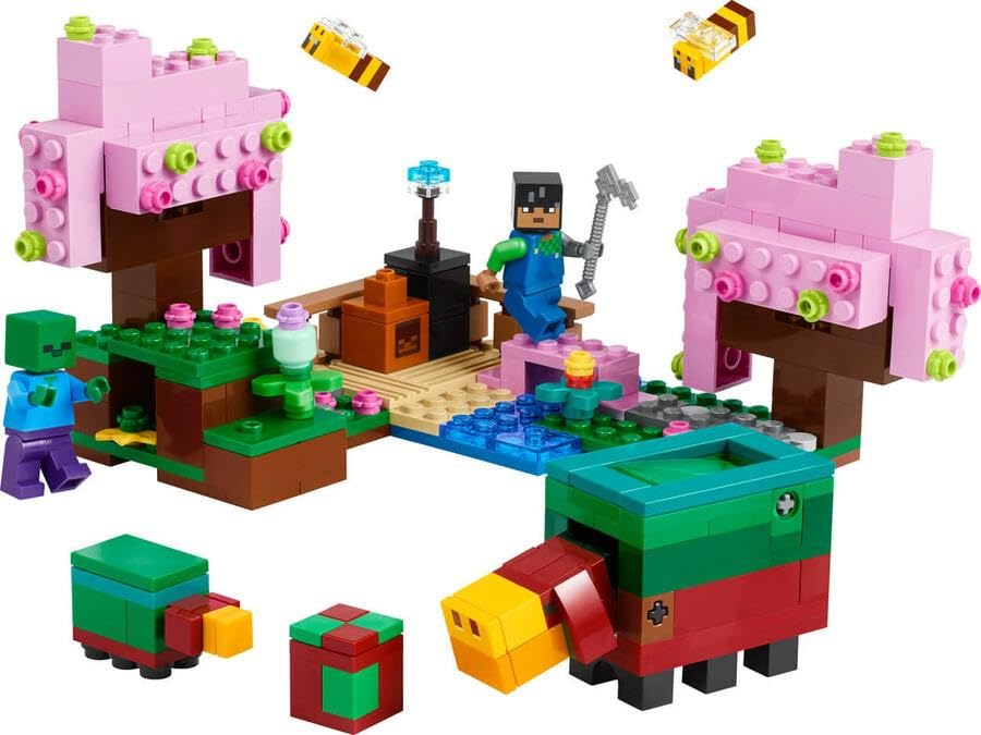 LEGO Minecraft The Cherry Blossom Garden Playset - Building Toy with Sunny, Sniffer & Zombie Figures for Kids 8+