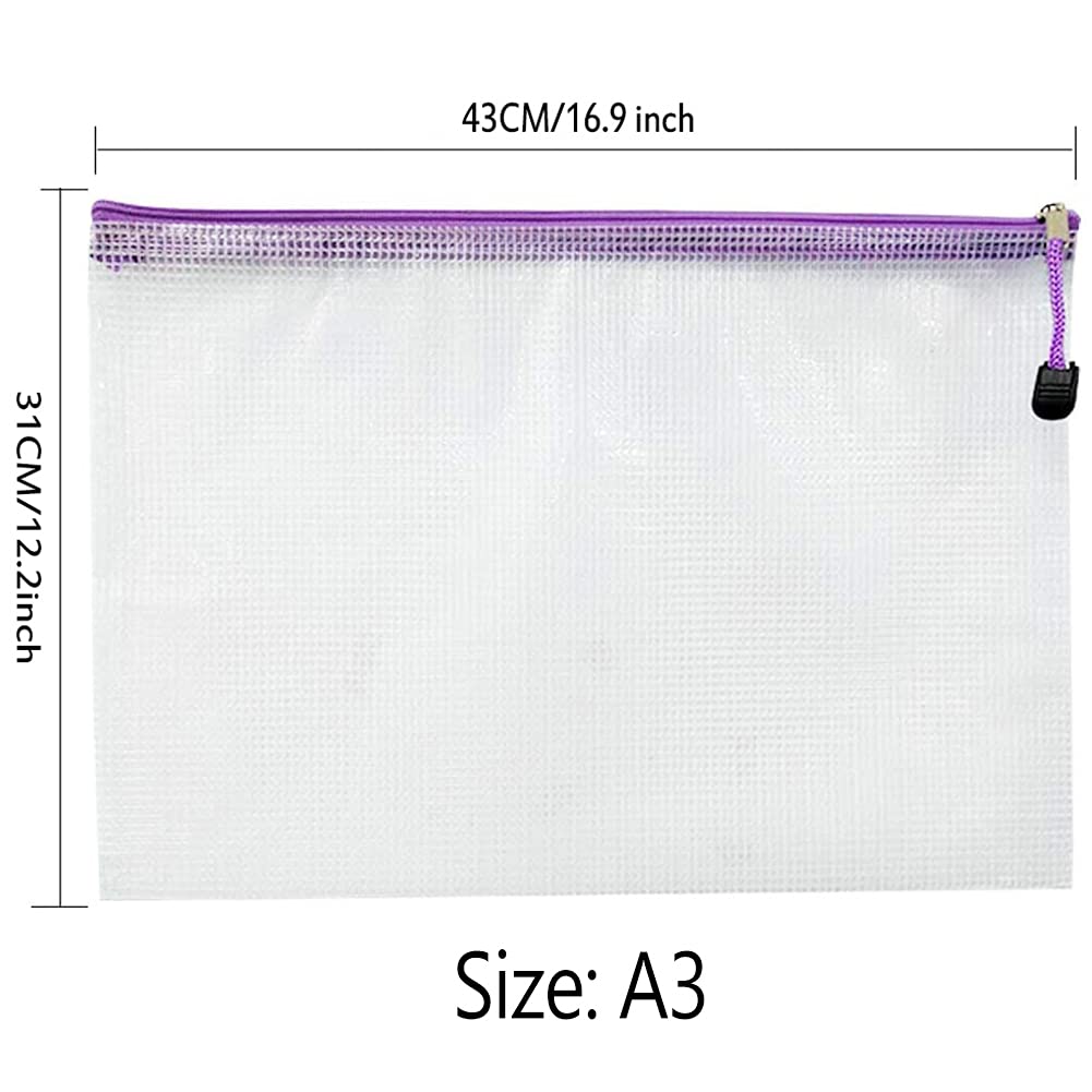 NORTHERN BROTHERS A3/A4 Plastic Zip Wallets - 24PCS Coloured Folders | PVC, Water Resistant