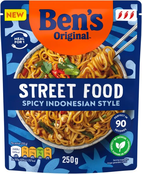 Ben's Original - Street Food Scharfe Nudeln nach indonesischer Art, Fertiggericht (6 x 250 g) 6