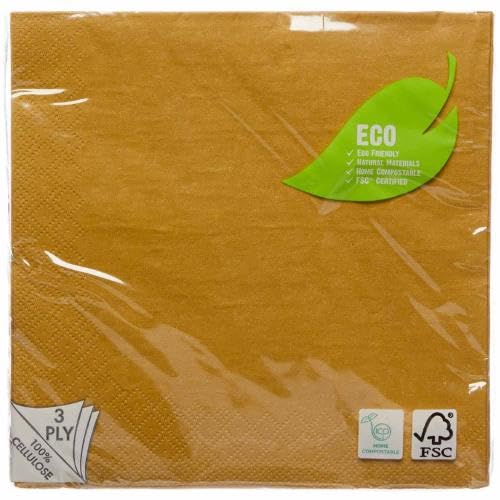 Amscan Crème Brûlée Gold Eco-Friendly Compostable Luncheon Napkins - Pack of 20