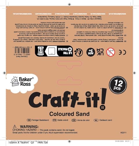 Baker Ross AG211 Mini Bags of Coloured Sand. Coloured Sand in 12 assorted colours - 12 bags of 40g 8