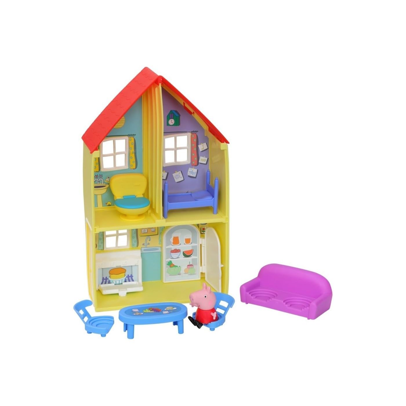 Peppa Pig Peppa's Family House Playset - 3-Room Interactive Playset with Figure & 6 Accessories for Ages 3+