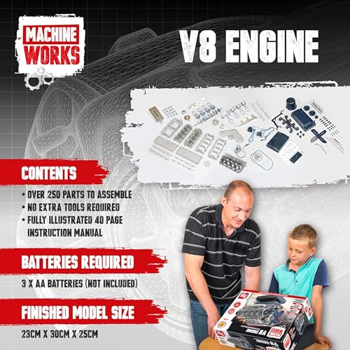 Machine Works V8 Engine Model Kit - 250+ Piece Educational Building Set with Augmented Reality, 8 Years+ 6