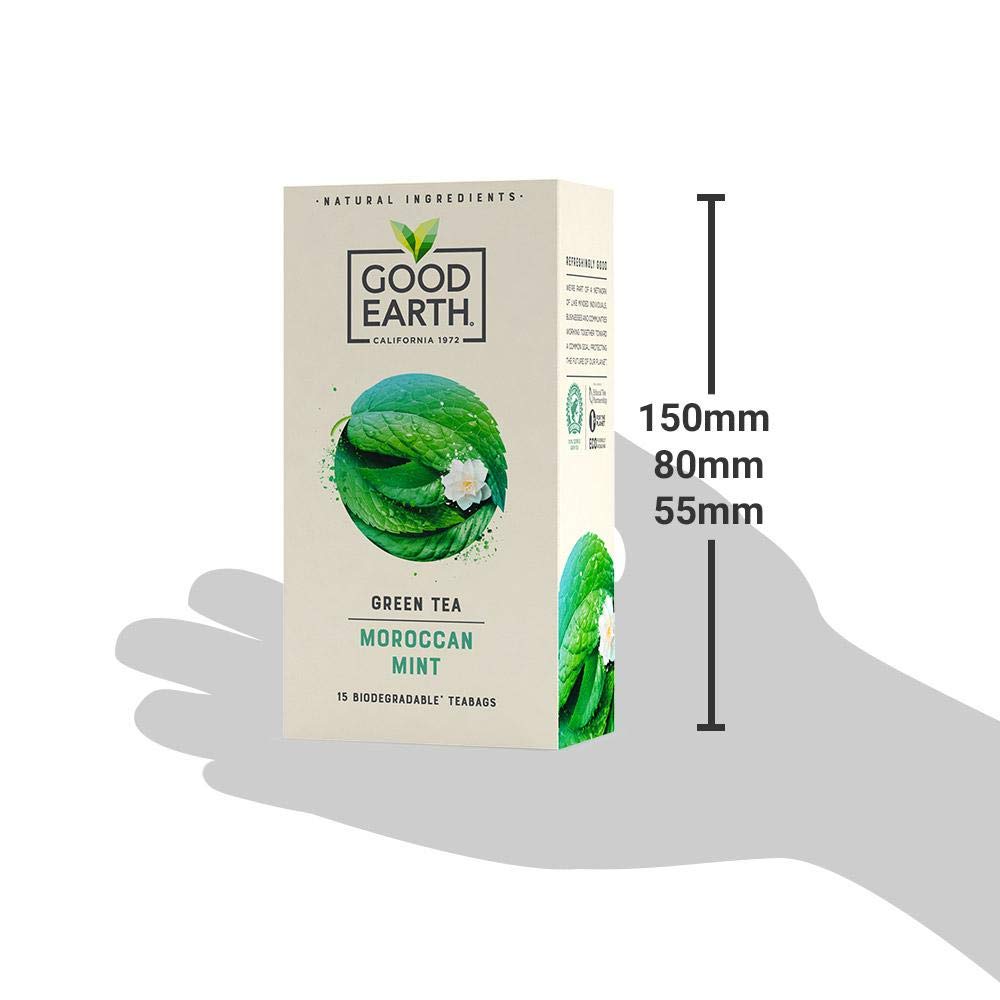 Good Earth Moroccan Mint Tea - Refreshing Green Tea with Spearmint, 15 Biodegradable Tea Bags