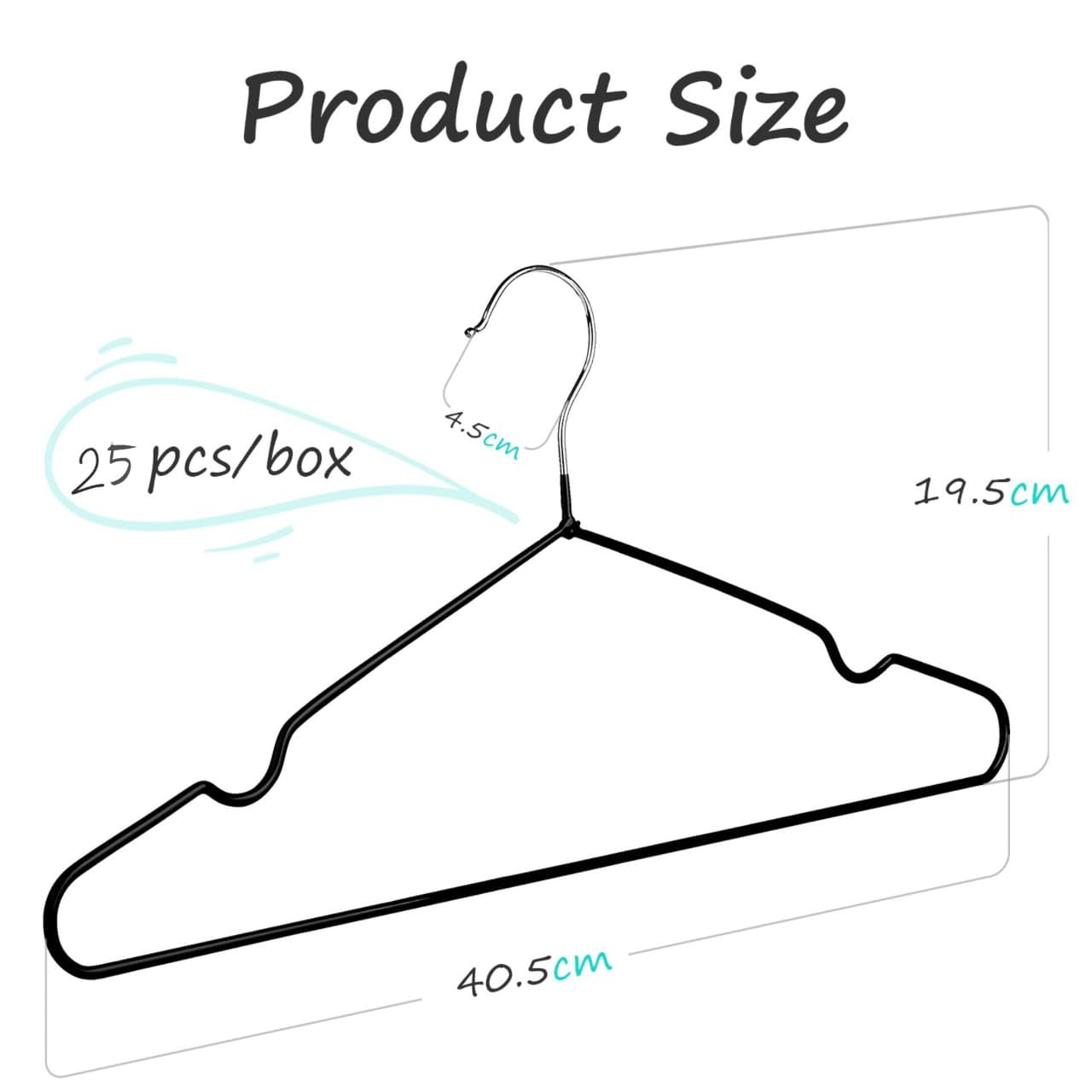 Rainberg - 25 Pack Rubber Coated Metal Hangers, Heavy Duty Space Saving