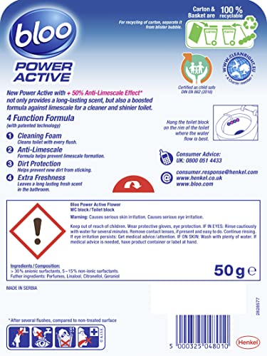 Bloo Power Active Fresh Flowers Toilet Rim Block (50g) 9
