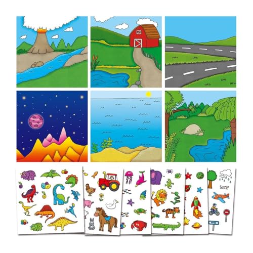 Galt First Sticker Pictures - Reusable Sticker Activity Kit with 6 Backgrounds & 100 Vinyl Stickers 6