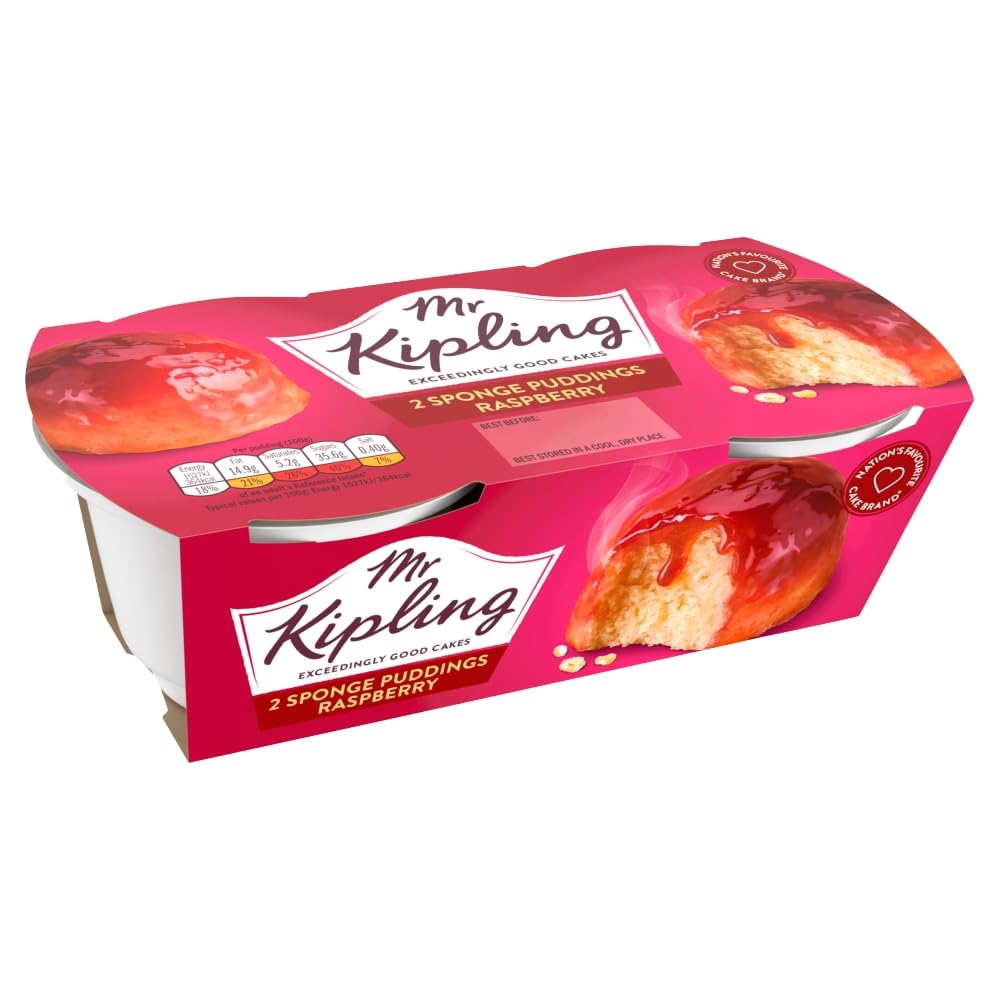 Mr Kipling Raspberry Sponge Pudding Desserts, 190g (Pack of 4)