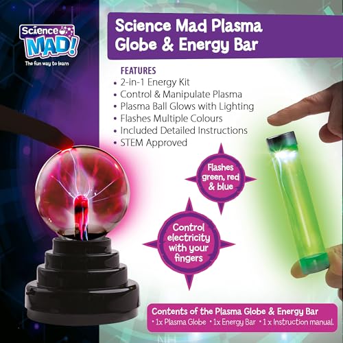 Science Mad Plasma Globe & Energy Bar 2-in-1 Kit - Educational Science Toy for Kids 8+ 9
